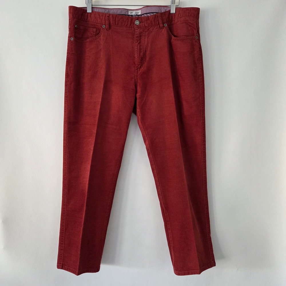 Peter Millar Mens Red Corduroy‎ Straight Leg Pants Size 38 x 28